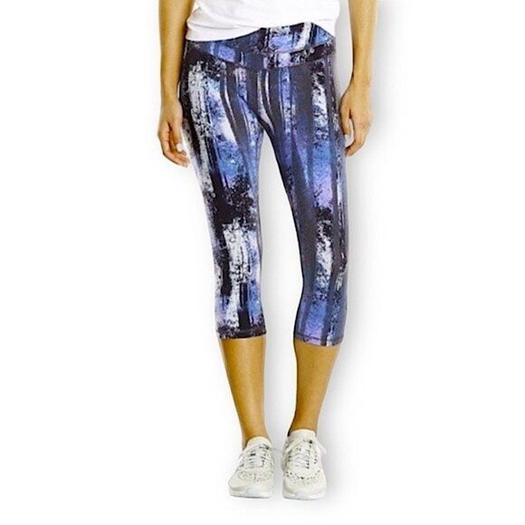 Lucy Pants - Lucy Blue Multi Woods Hatha Capri Leggings Small